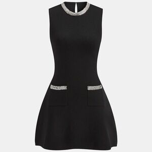 Commense Black Mini Dress with Silver Details